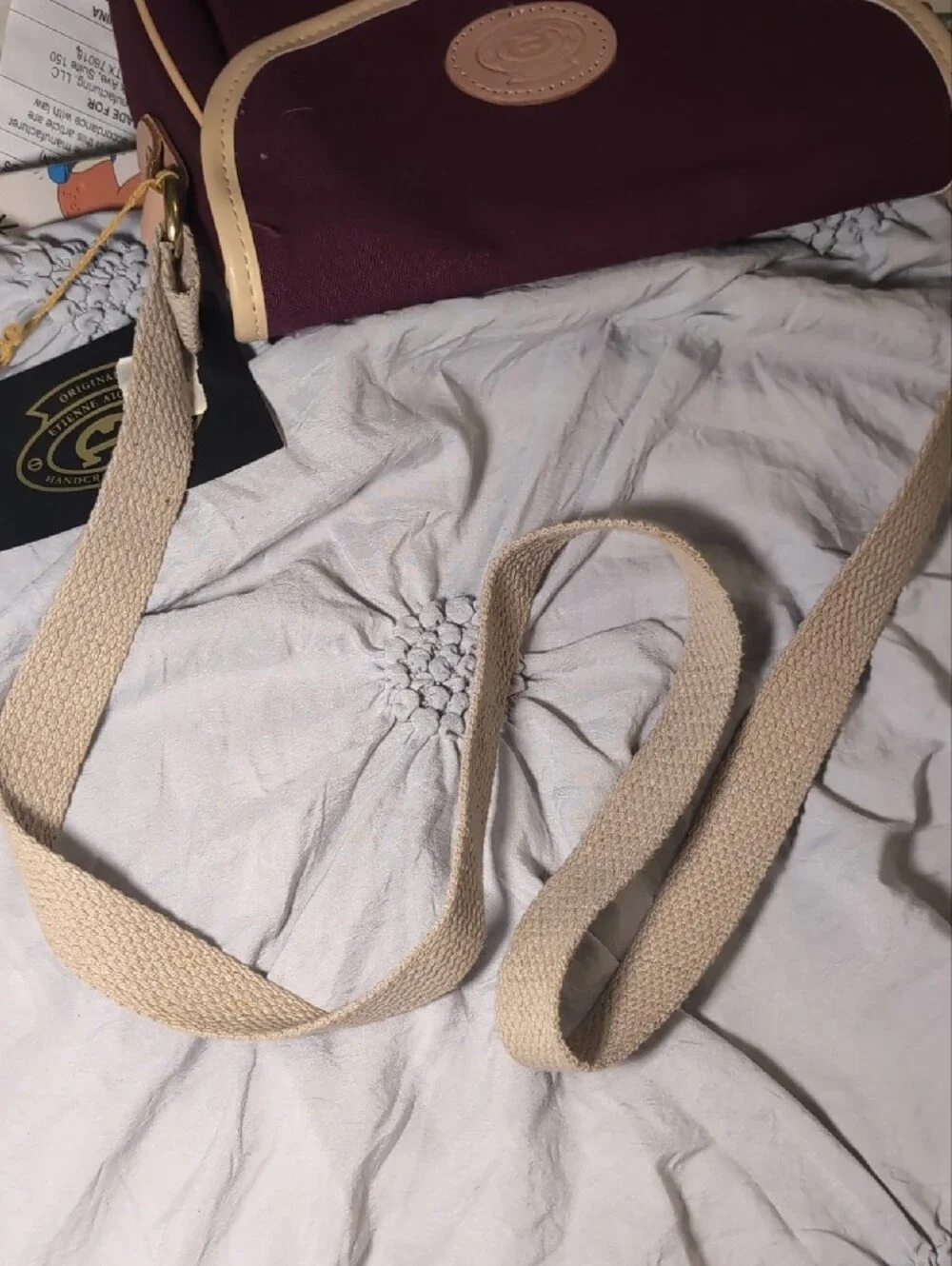 Aigner Plum Crossbody with Cream Trim and Canvas Strap